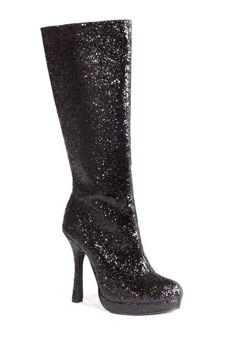 421-ZARA Knee Boot  | Black Glitter