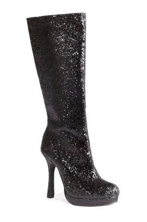 421-ZARA Knee Boot  | Black Glitter