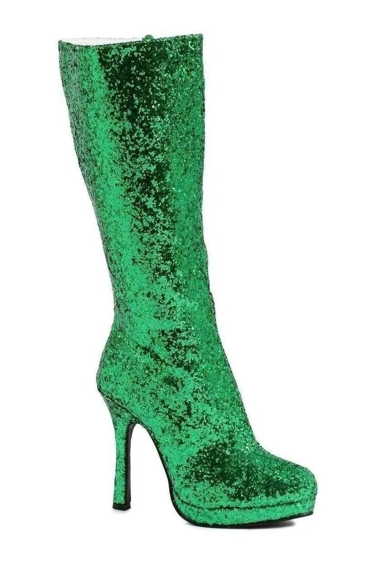 421-ZARA Knee Boot  | Green Glitter