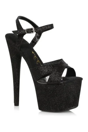 709-VICKY Sandal | Black Faux Leather