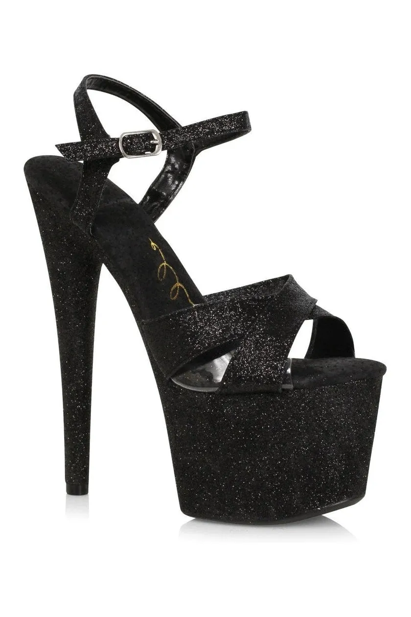 709-VICKY Sandal | Black Faux Leather