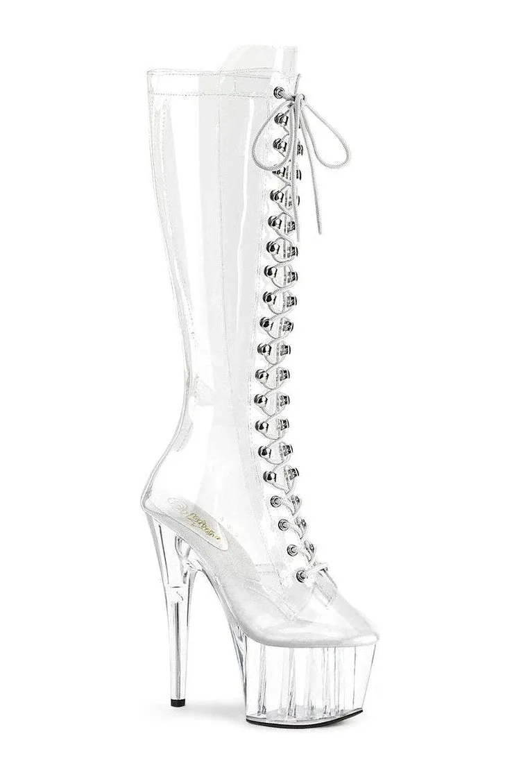 ADORE-2020C Knee Boot | Clear Vinyl