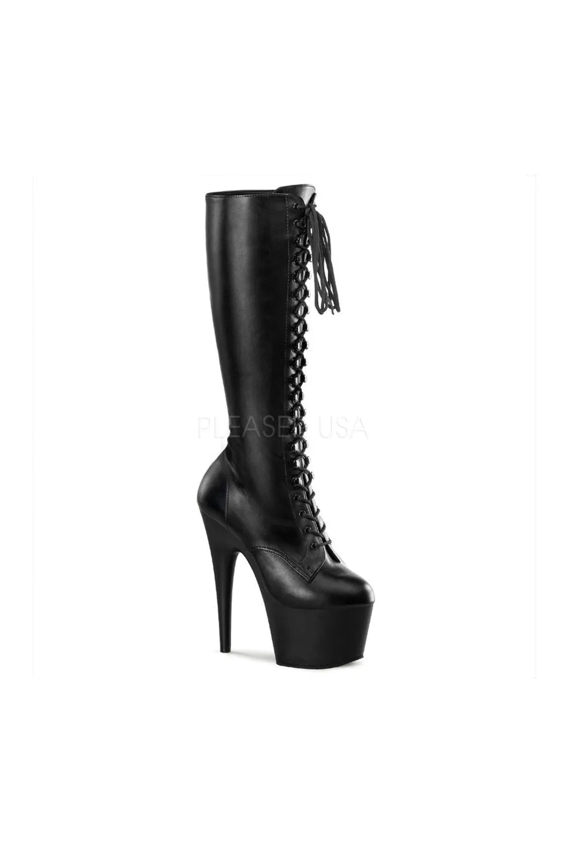 ADORE-2023 Platform Boot  | Black Faux Leather