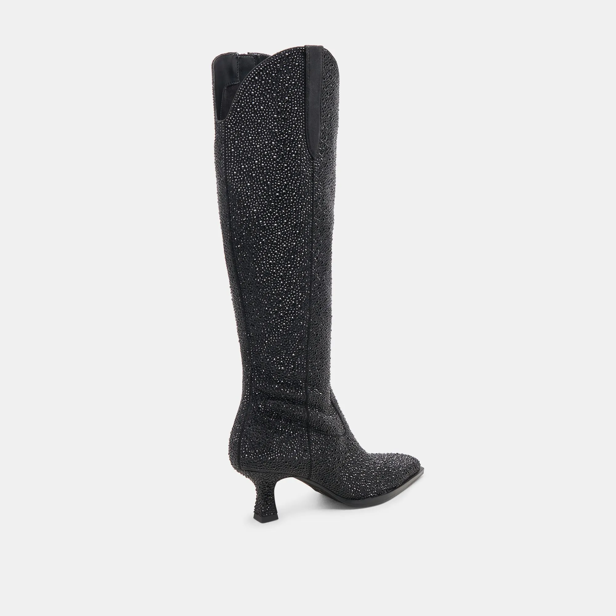ARIANA CRYSTAL WIDE CALF BOOTS BLACK METALLIC CRYSTAL