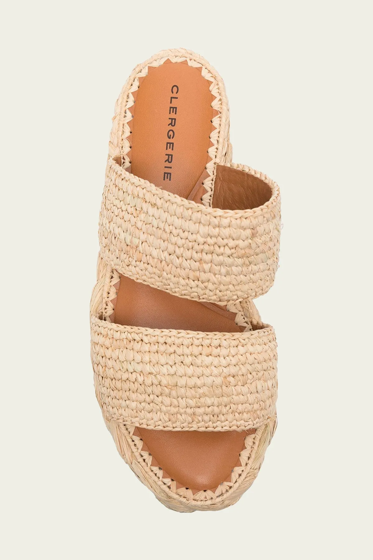 Arlene Raffia Platform Flat Sandals in Natural