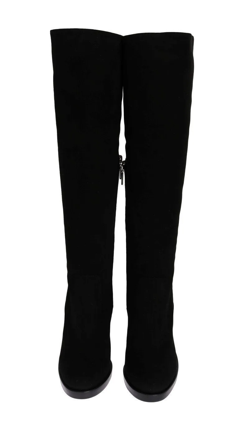 Black Suede Zipper Boots