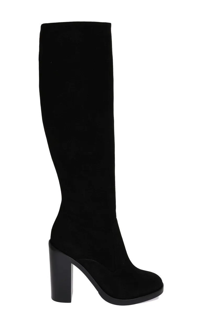 Black Suede Zipper Boots