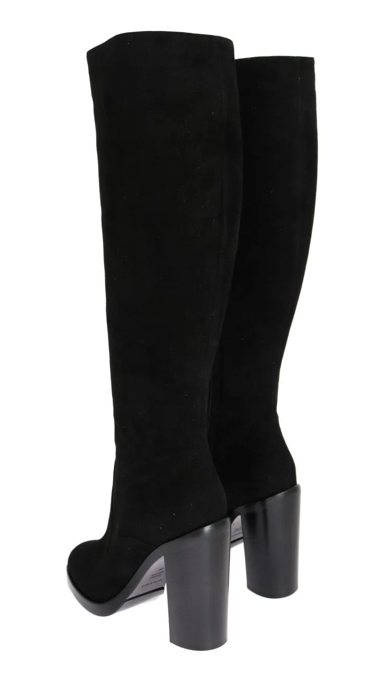 Black Suede Zipper Boots