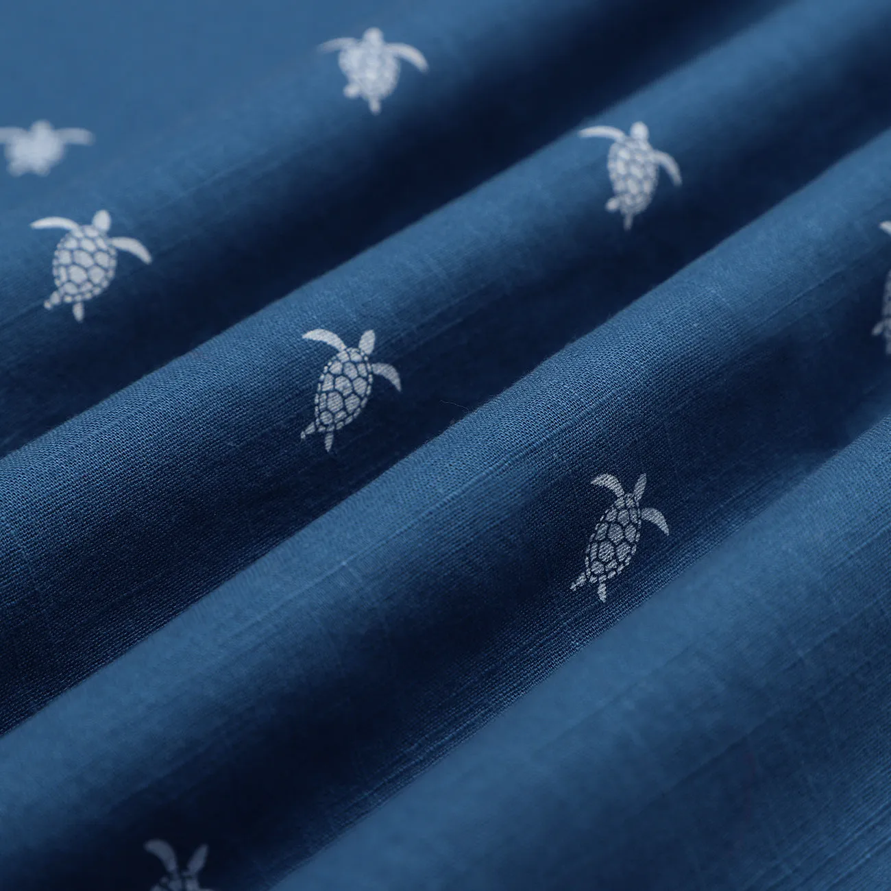 Blue Turtle Print Cotton Full Sleeve Premium Kurta Shirt