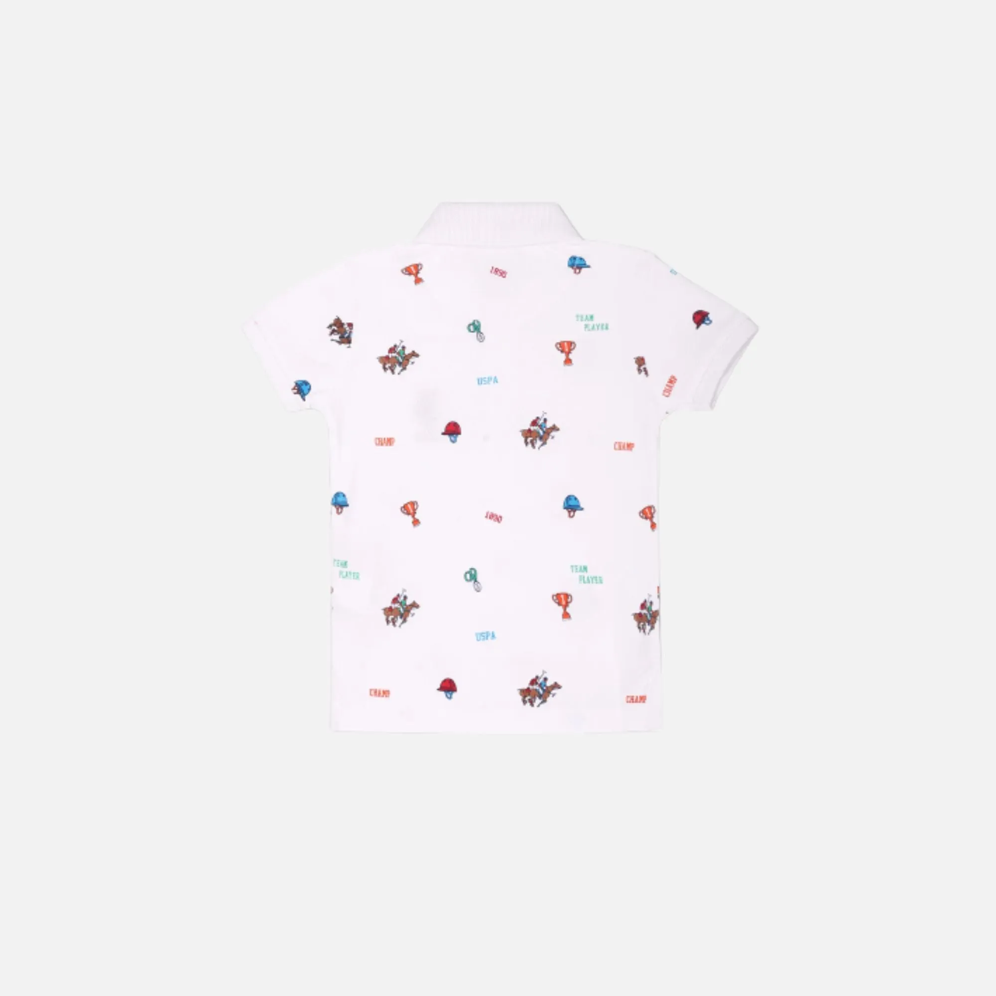 Brand Print Cotton Polo Shirt