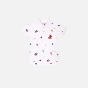 Brand Print Cotton Polo Shirt