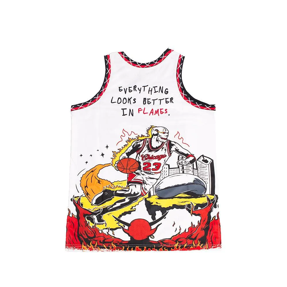 BRAND X CHICAGO IN FLAMES YOUTH BASKETBALL JERSEY (WHITE)