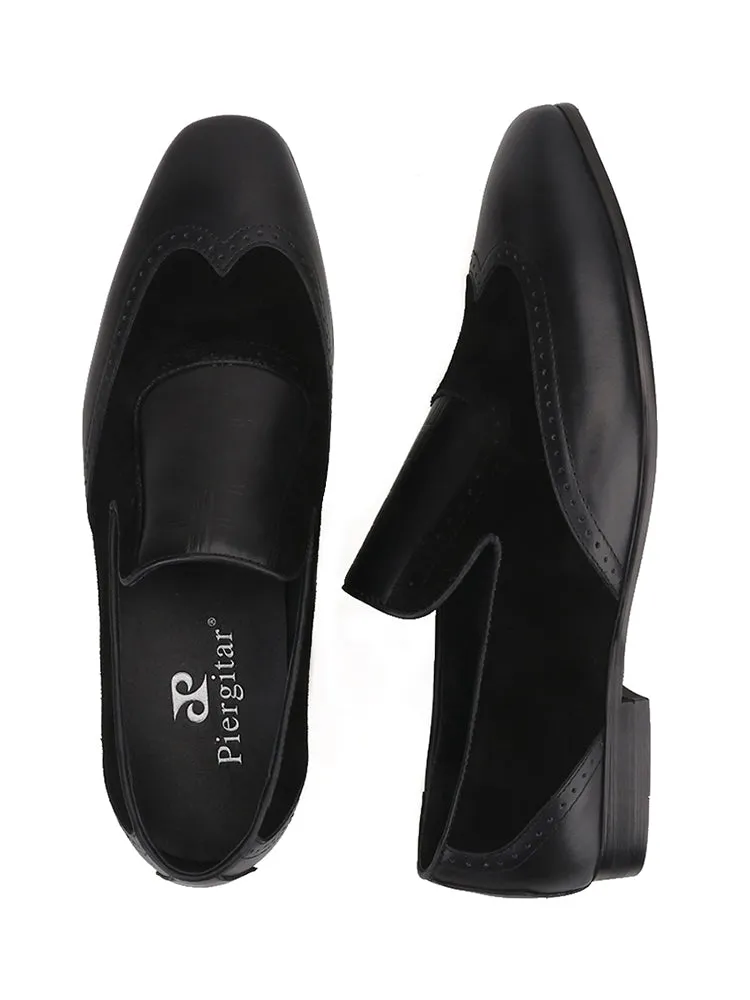 British style retro leather splicing men's slip-on loafers casual business formal shoes for men