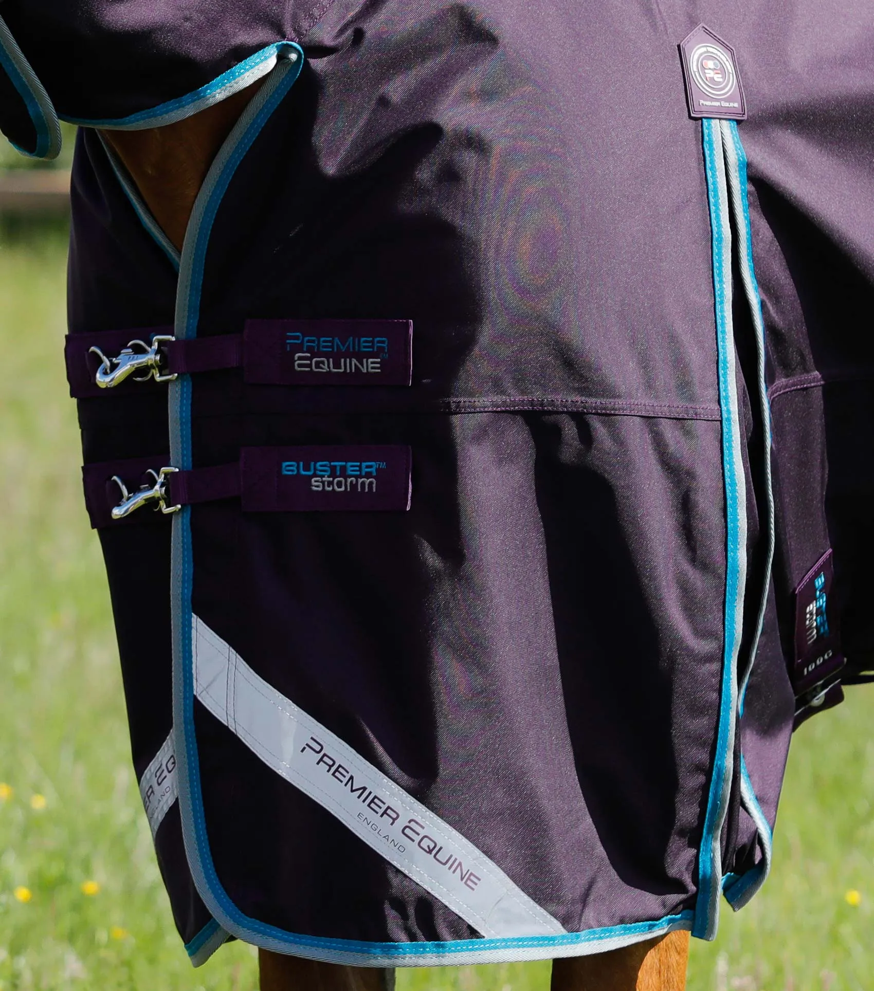 Buster Storm 100g Combo Turnout Rug with Snug-Fit Neck Purple