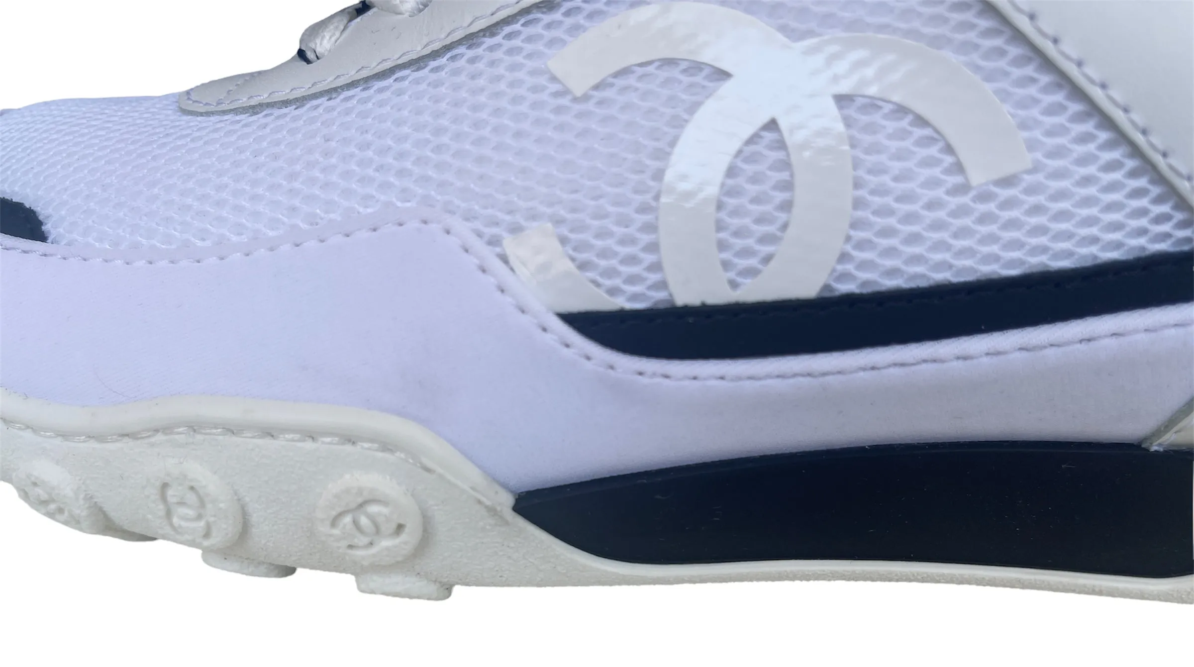 Chanel 2019 White Logo Athletic Sneakers sz 38.5