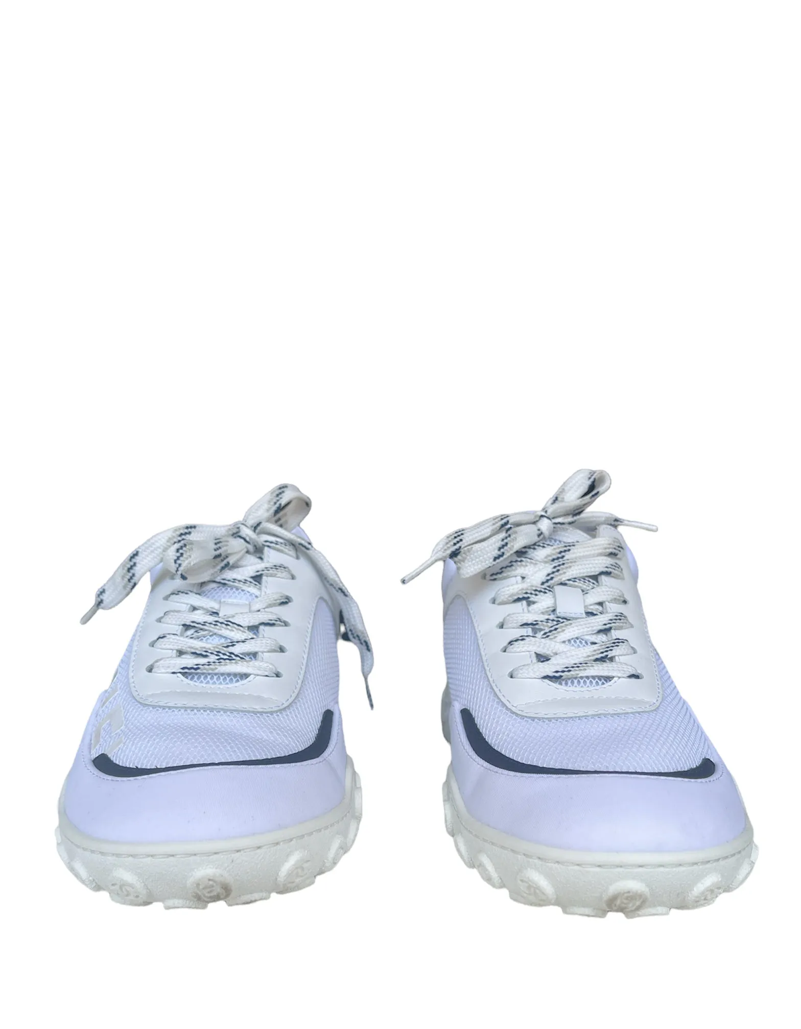 Chanel 2019 White Logo Athletic Sneakers sz 38.5