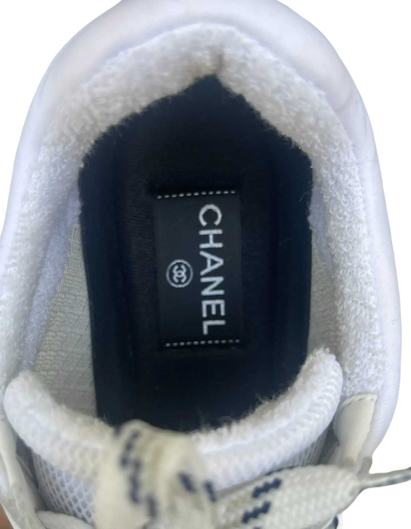 Chanel 2019 White Logo Athletic Sneakers sz 38.5