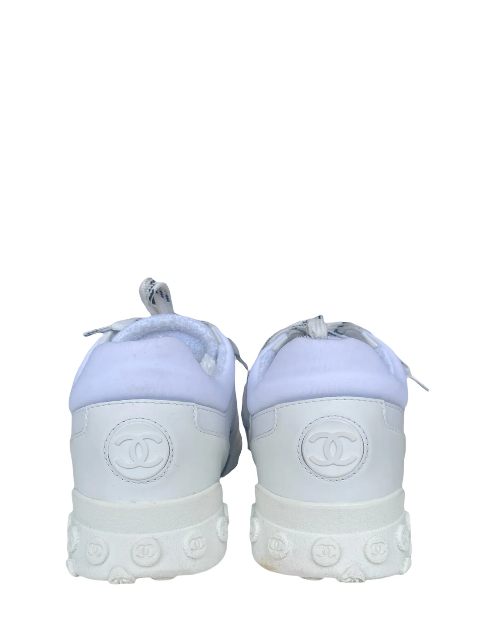 Chanel 2019 White Logo Athletic Sneakers sz 38.5