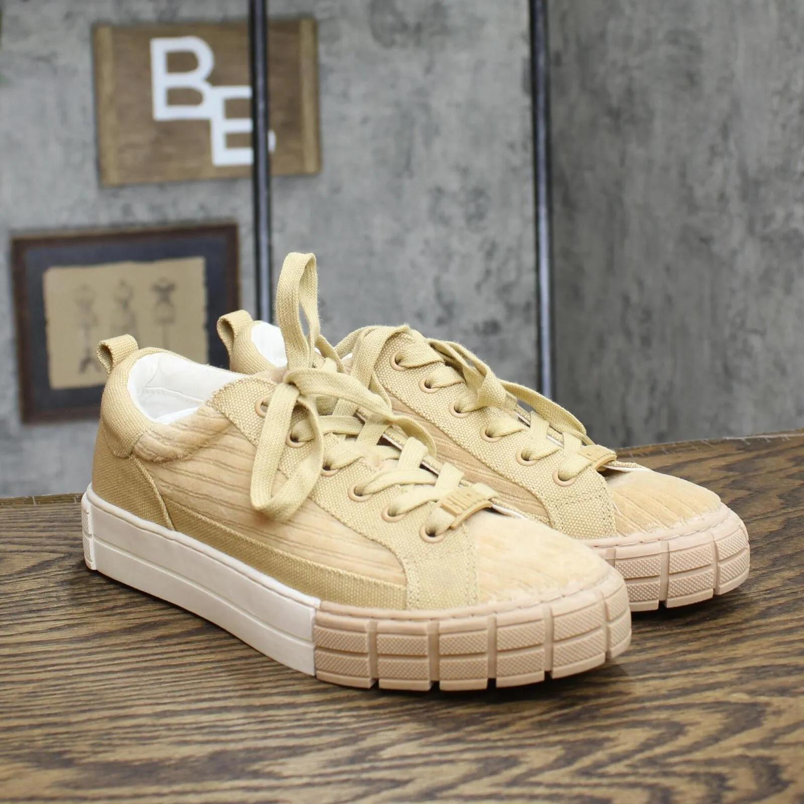 Circus By Sam Edelman Womens Skyla Lace-Up Sneakers Shoes H8557F4 Tan Brown 7.5M