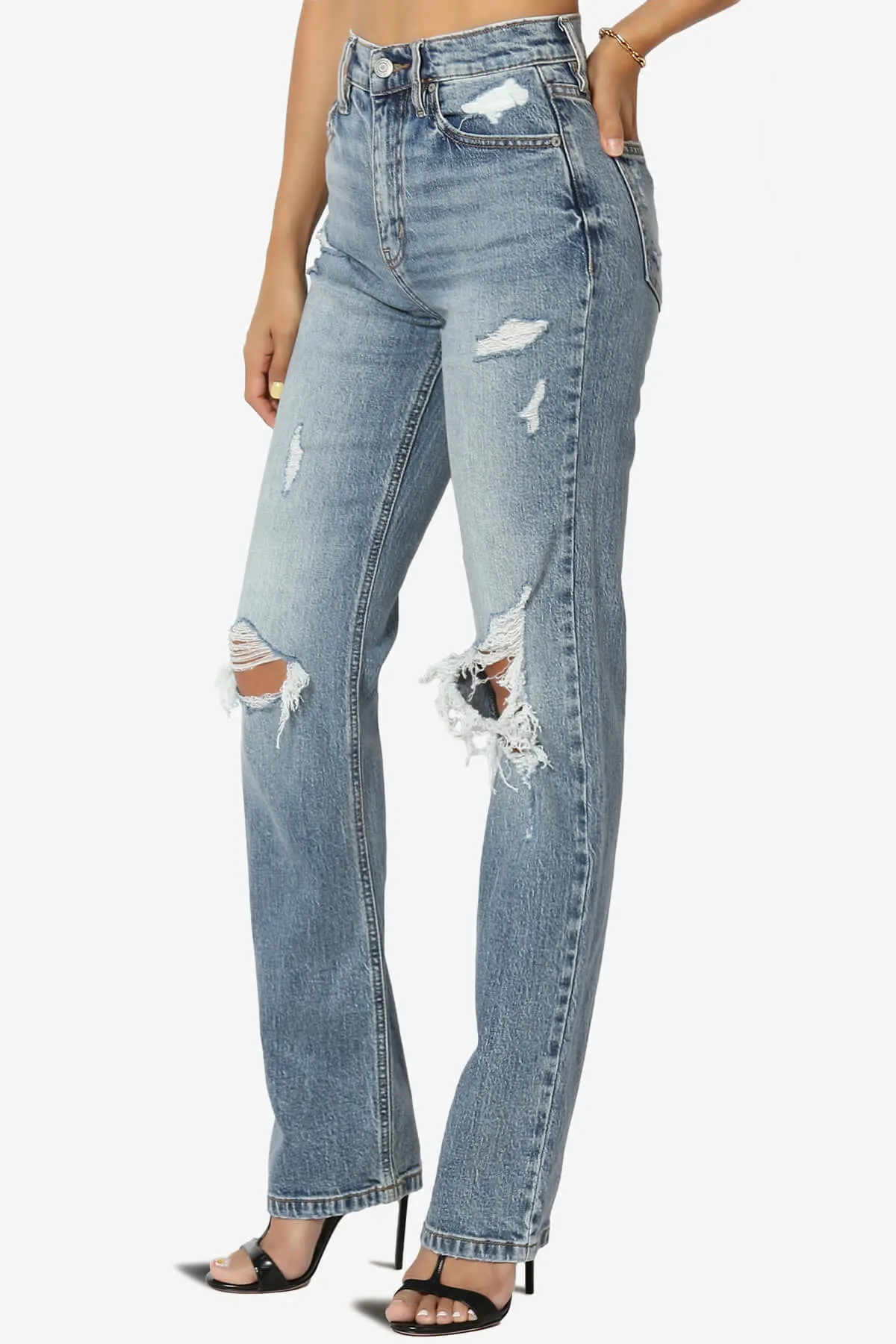 Codi High Rise Dad Baggy Jeans in Route Med