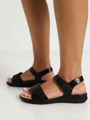 Comfort Velcro Ankle Strap Sandal - Black