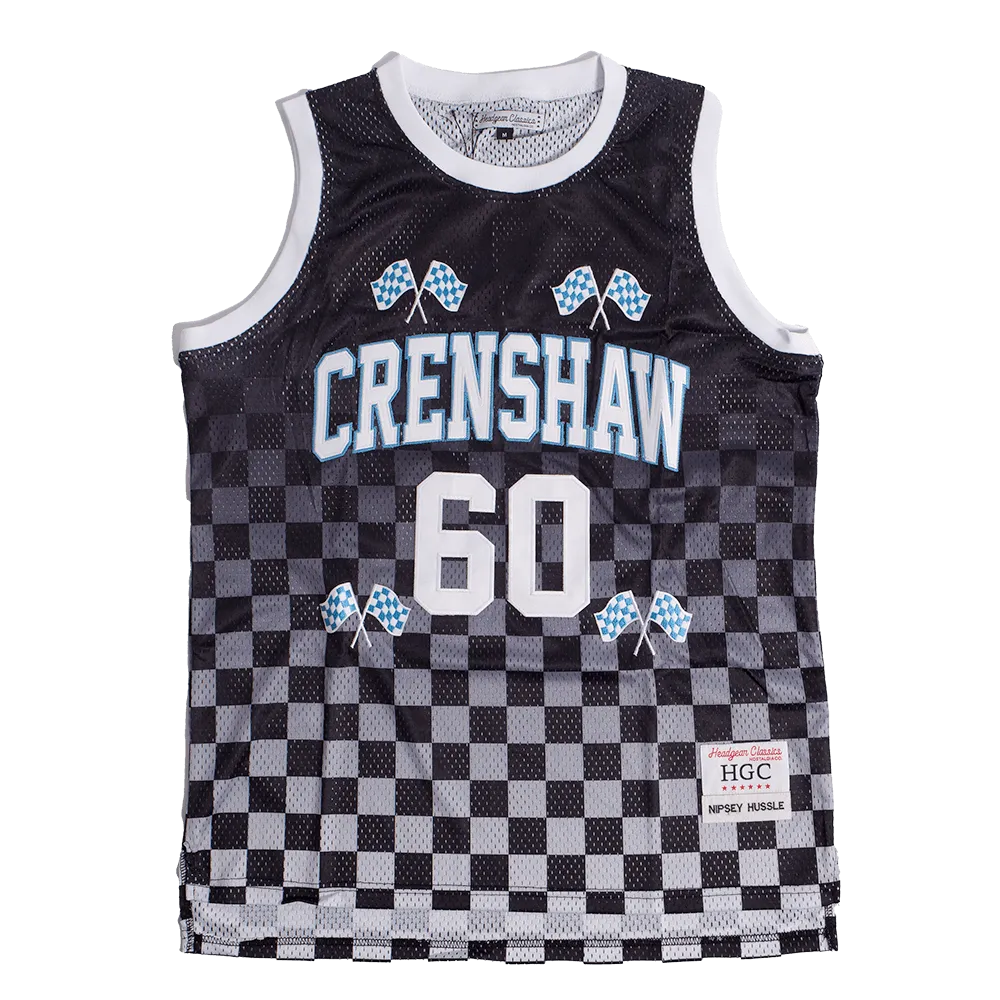 CRENSHAW CHECKER FLAG BASKETBALL JERSEY BLACK