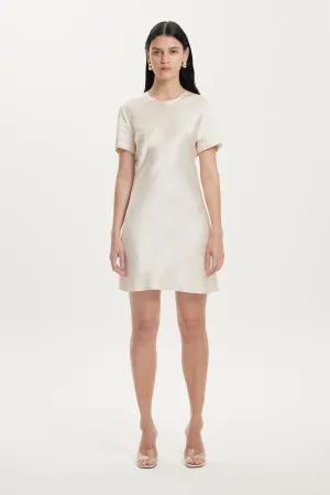 CRUSH BIAS TEE MINI DRESS | CREAM