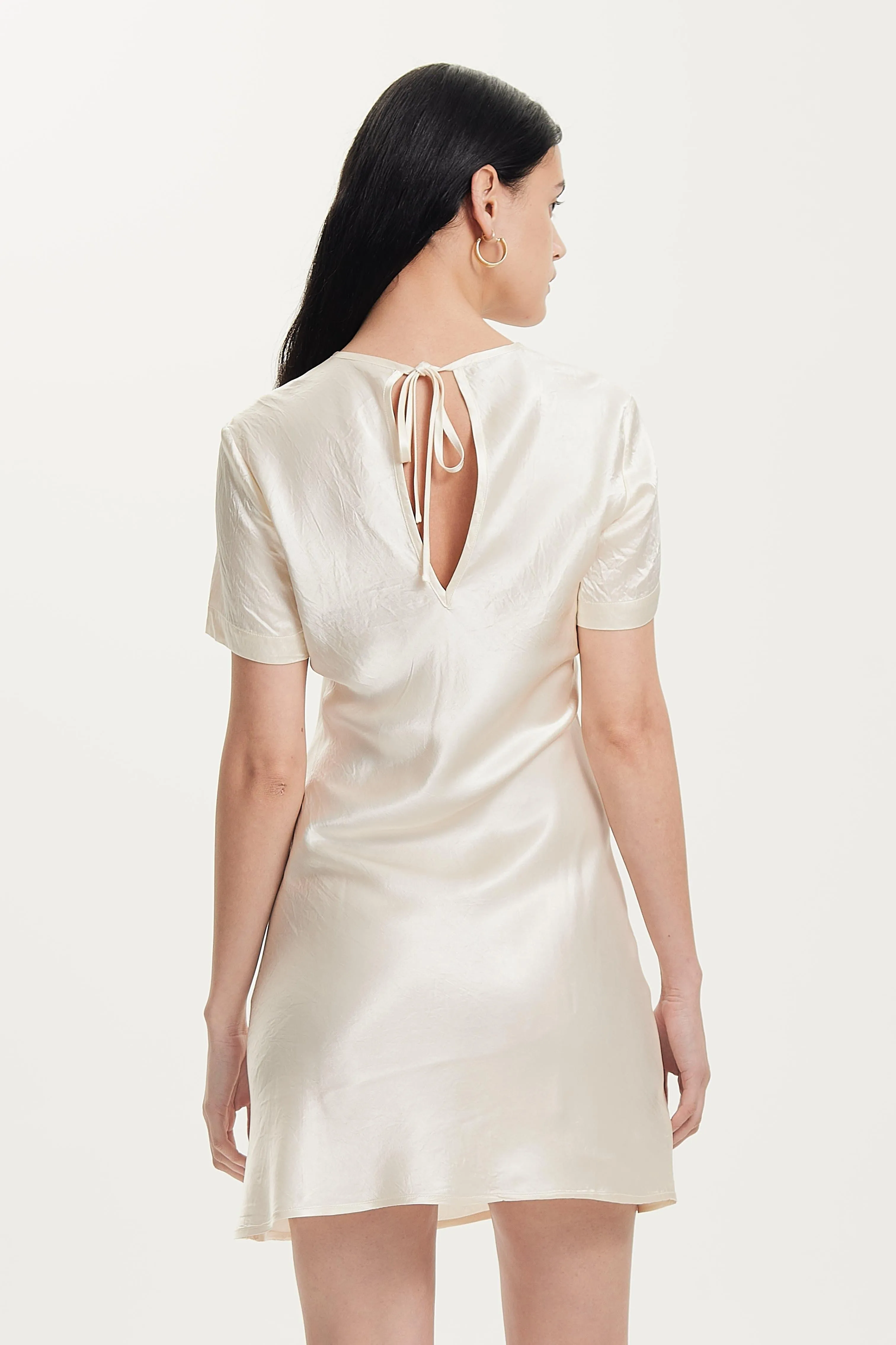 CRUSH BIAS TEE MINI DRESS | CREAM