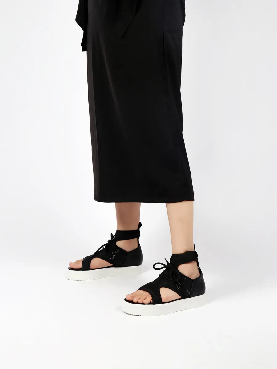 Cut-Out Black Platform Gladiator