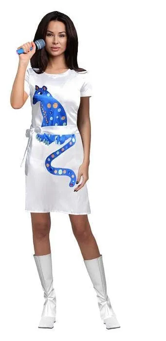 Dancing Queen Cat Dress Blue