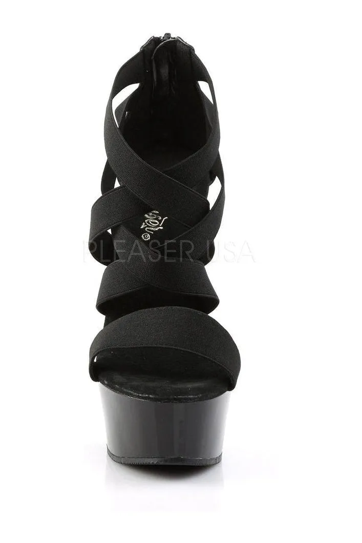 DELIGHT-669 Platform Sandal  | Black elastic