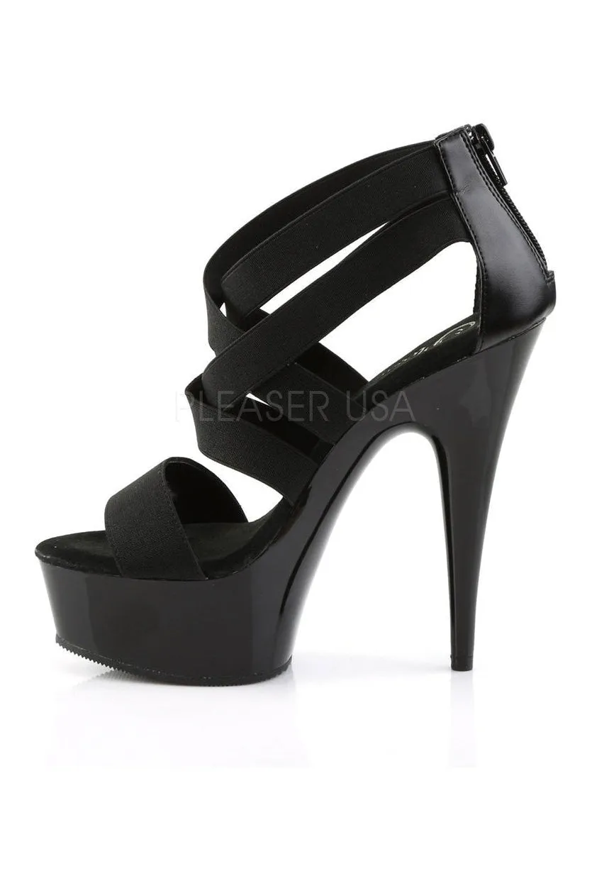 DELIGHT-669 Platform Sandal  | Black elastic