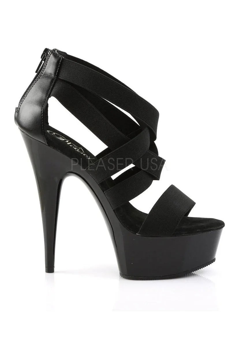 DELIGHT-669 Platform Sandal  | Black elastic