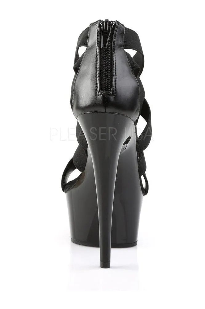 DELIGHT-669 Platform Sandal  | Black elastic