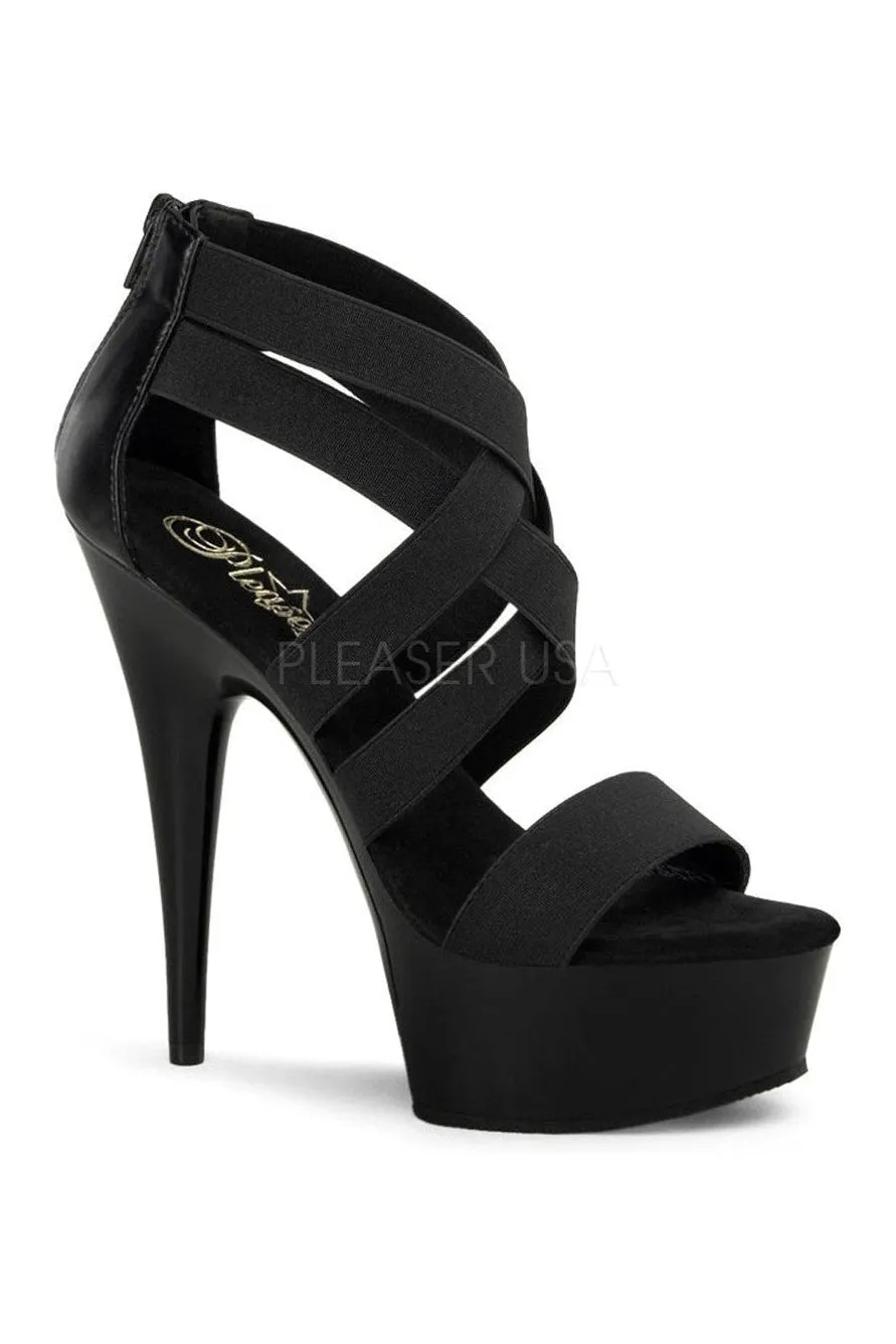 DELIGHT-669 Platform Sandal  | Black elastic