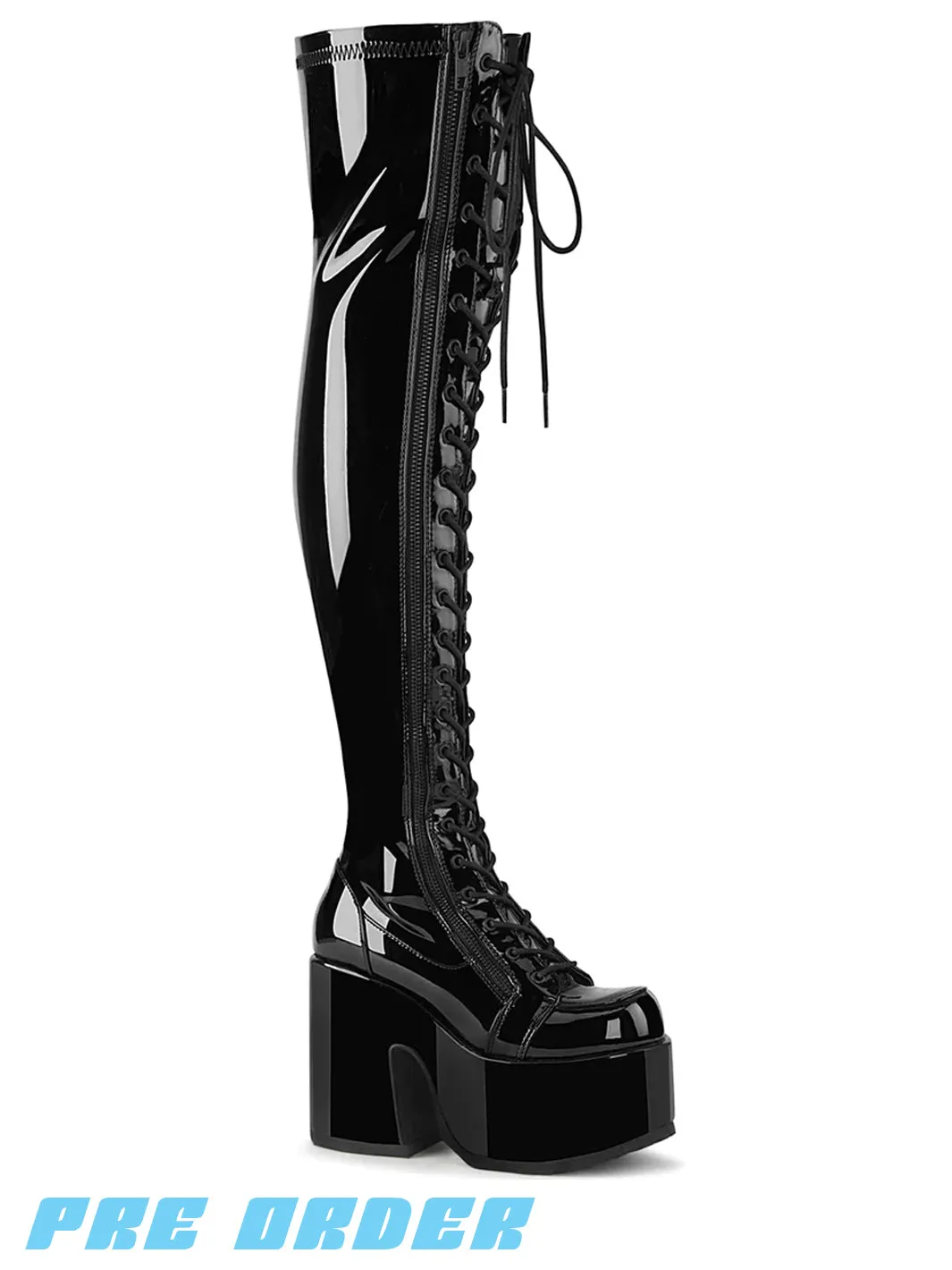 DEMONIA CAMEL-300 - BLACK PATENT ✰ PRE ORDER ✰