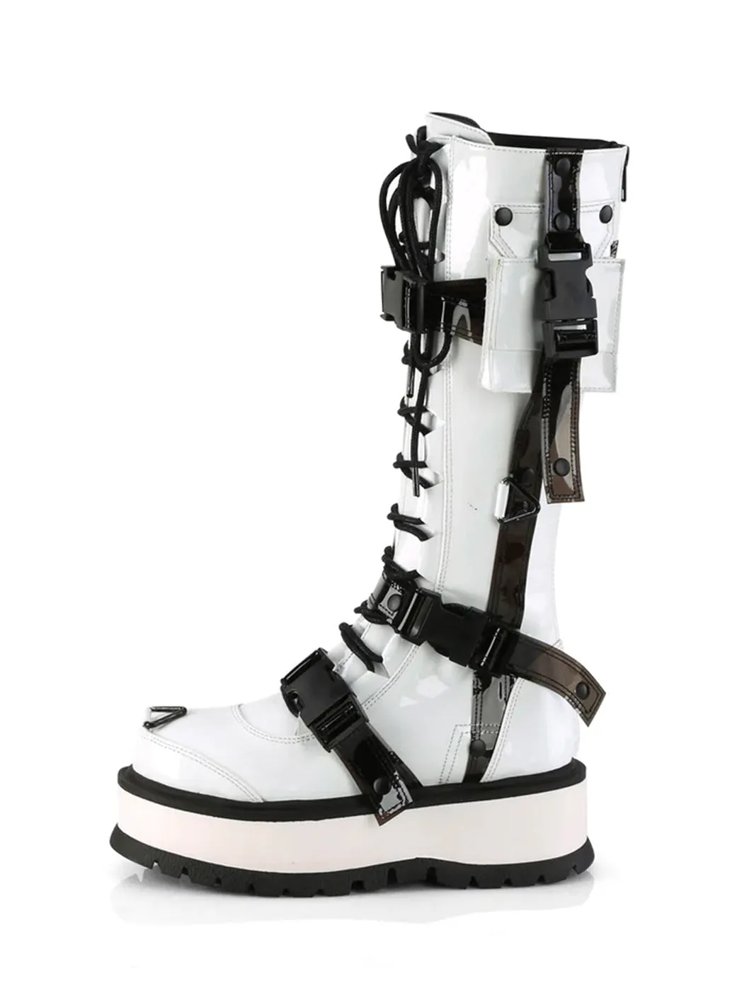 DEMONIA SLACKER-260 - WHITE PATENT ✰ PRE ORDER ✰