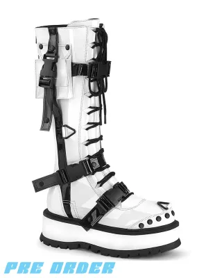 DEMONIA SLACKER-260 - WHITE PATENT ✰ PRE ORDER ✰