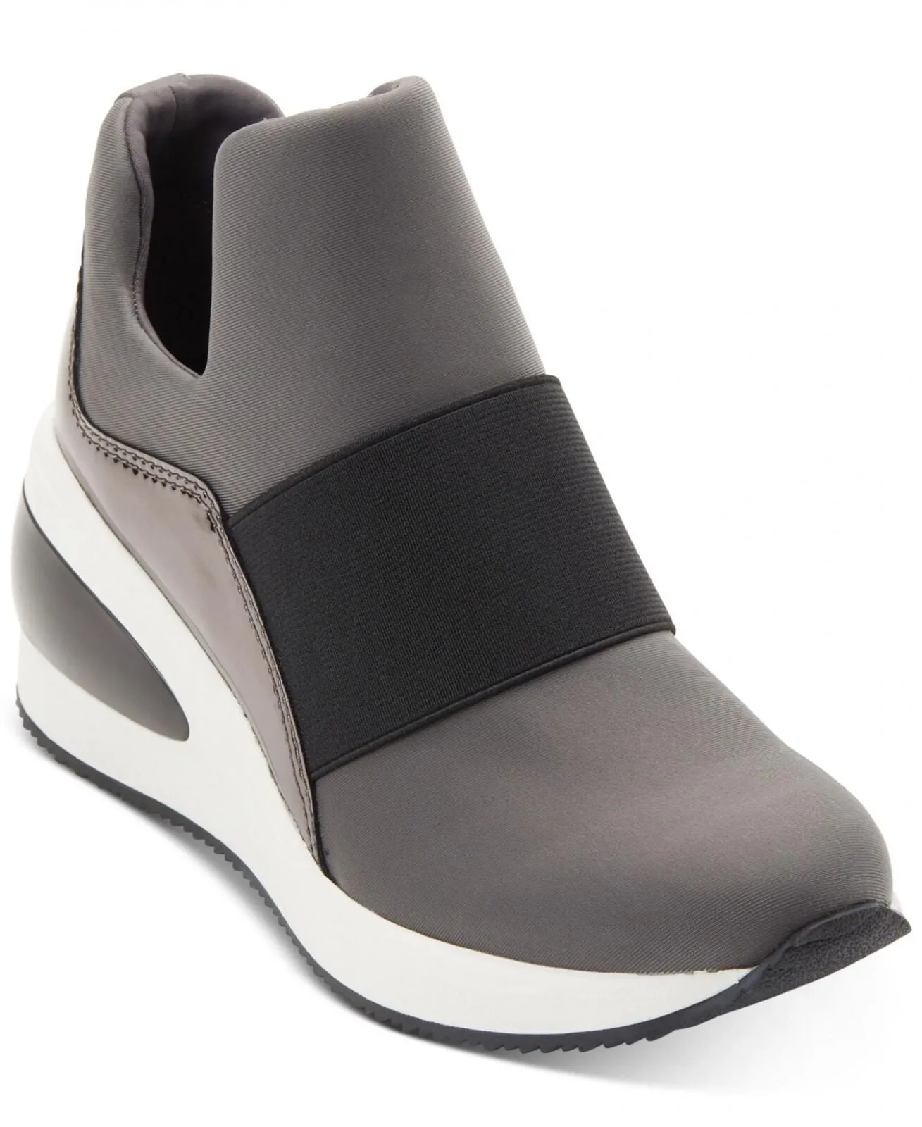 DKNY Women's Borg Wedge Sneakers Shoes K3167632 Steel Gun Metal Gray 6M
