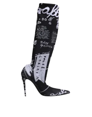 Dolce&Gabbana Women Gray Sock Boots Polyester Stretch Knee High Booties EUR 39.5