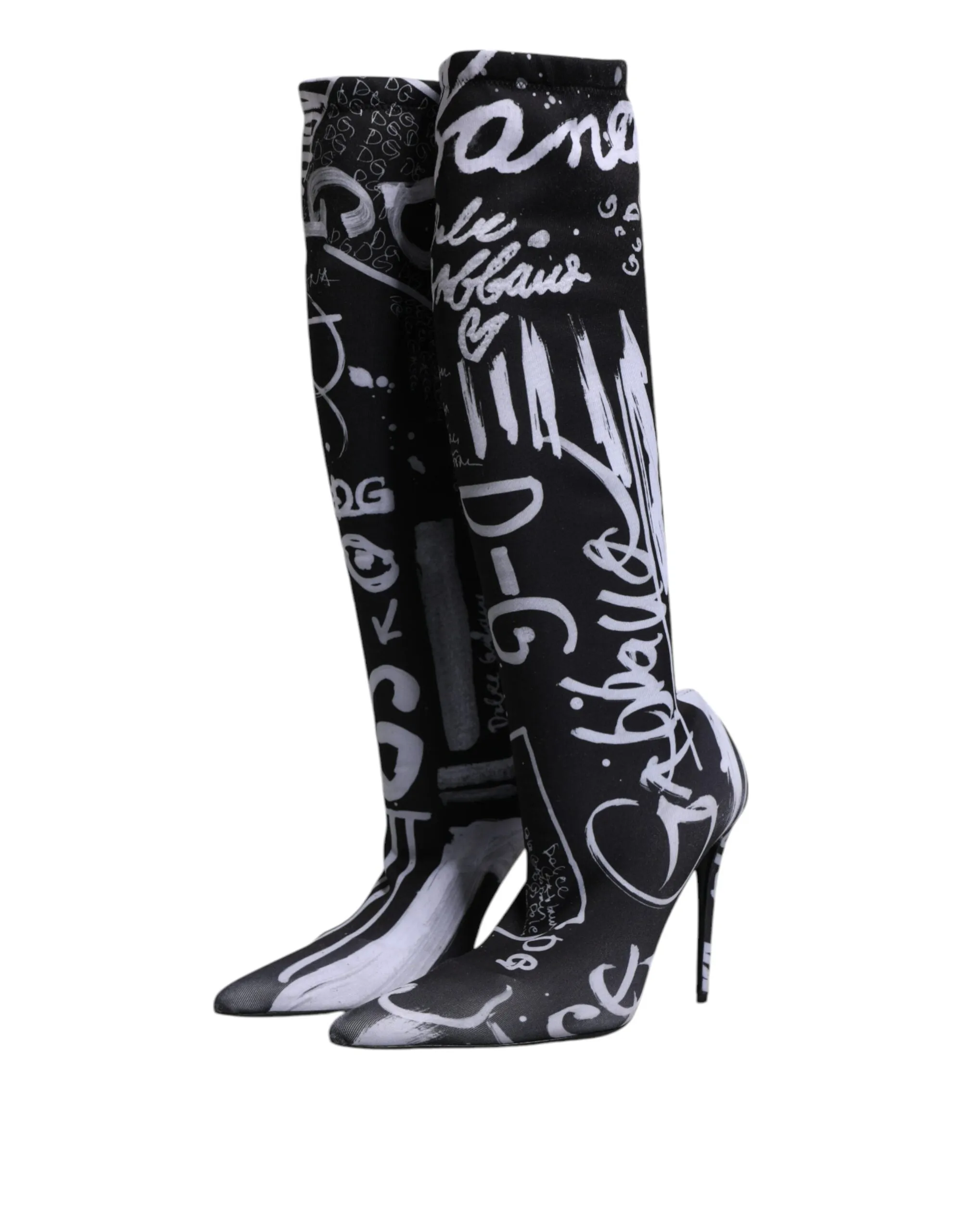 Dolce&Gabbana Women Gray Sock Boots Polyester Stretch Knee High Booties EUR 39.5