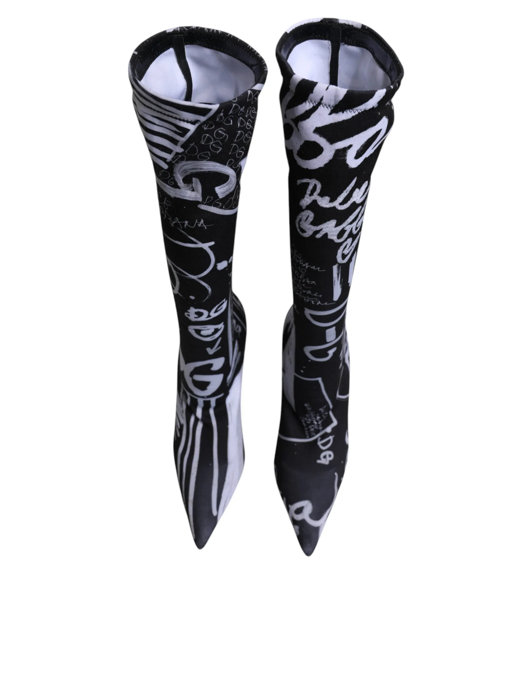 Dolce&Gabbana Women Gray Sock Boots Polyester Stretch Knee High Booties EUR 39.5