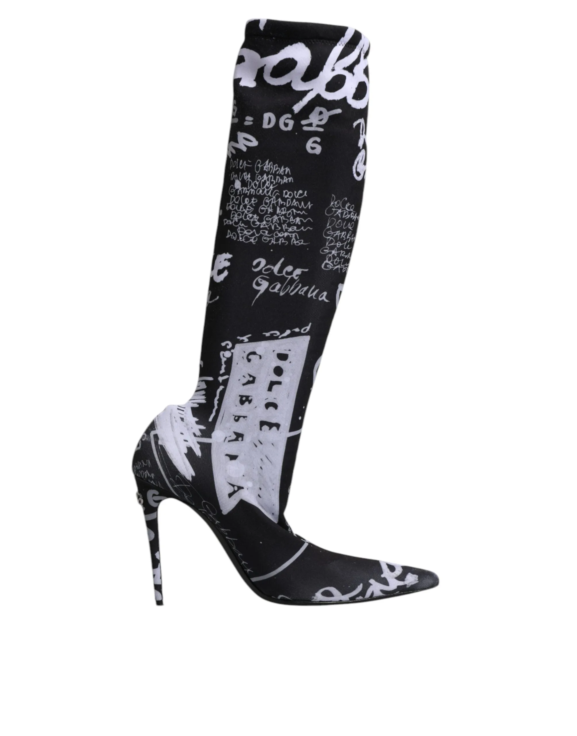 Dolce&Gabbana Women Gray Sock Boots Polyester Stretch Knee High Booties EUR 39.5