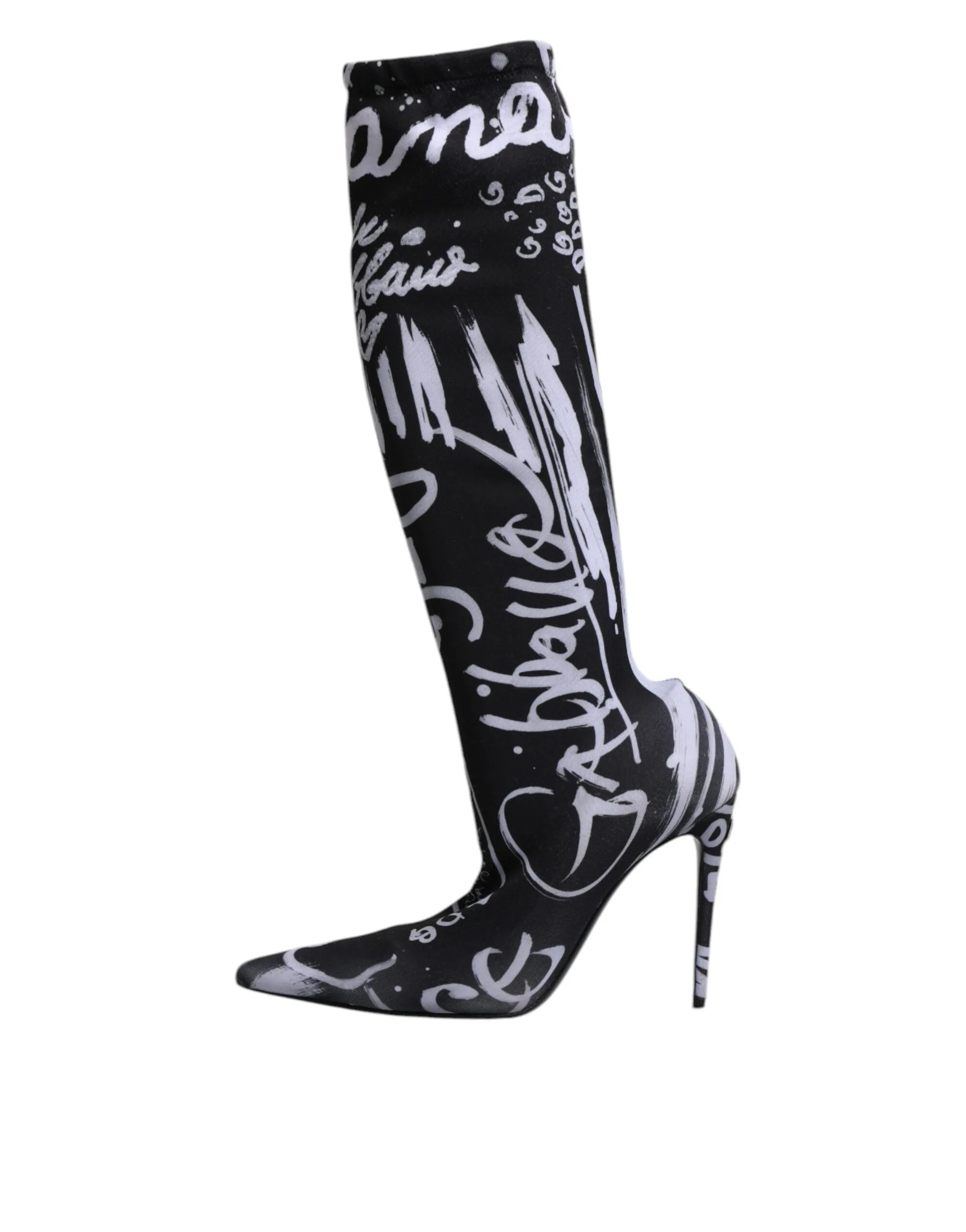 Dolce&Gabbana Women Gray Sock Boots Polyester Stretch Knee High Booties EUR 39.5