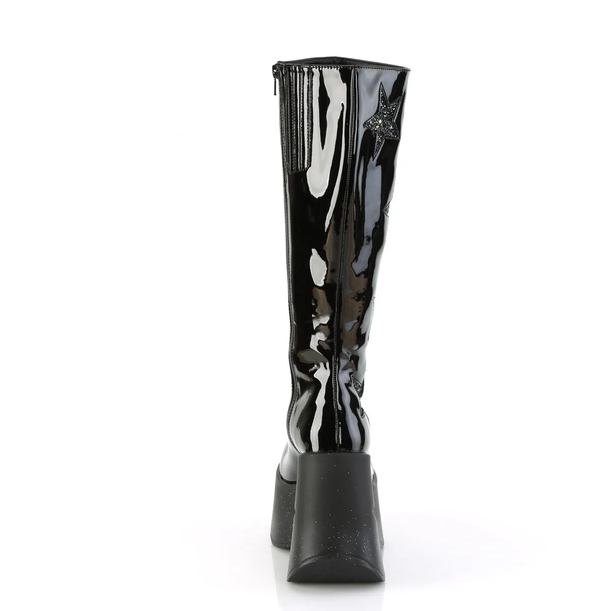 DYNAMITE-218  Black Patent-Black Multi Glitter
