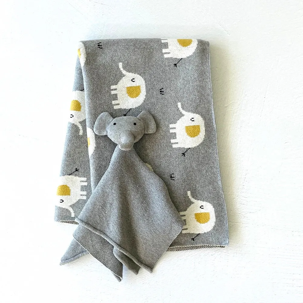 Elephant Baby Blanket & Lovey Set