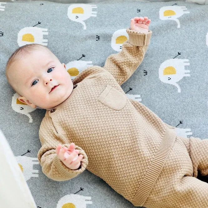 Elephant Baby Blanket & Lovey Set
