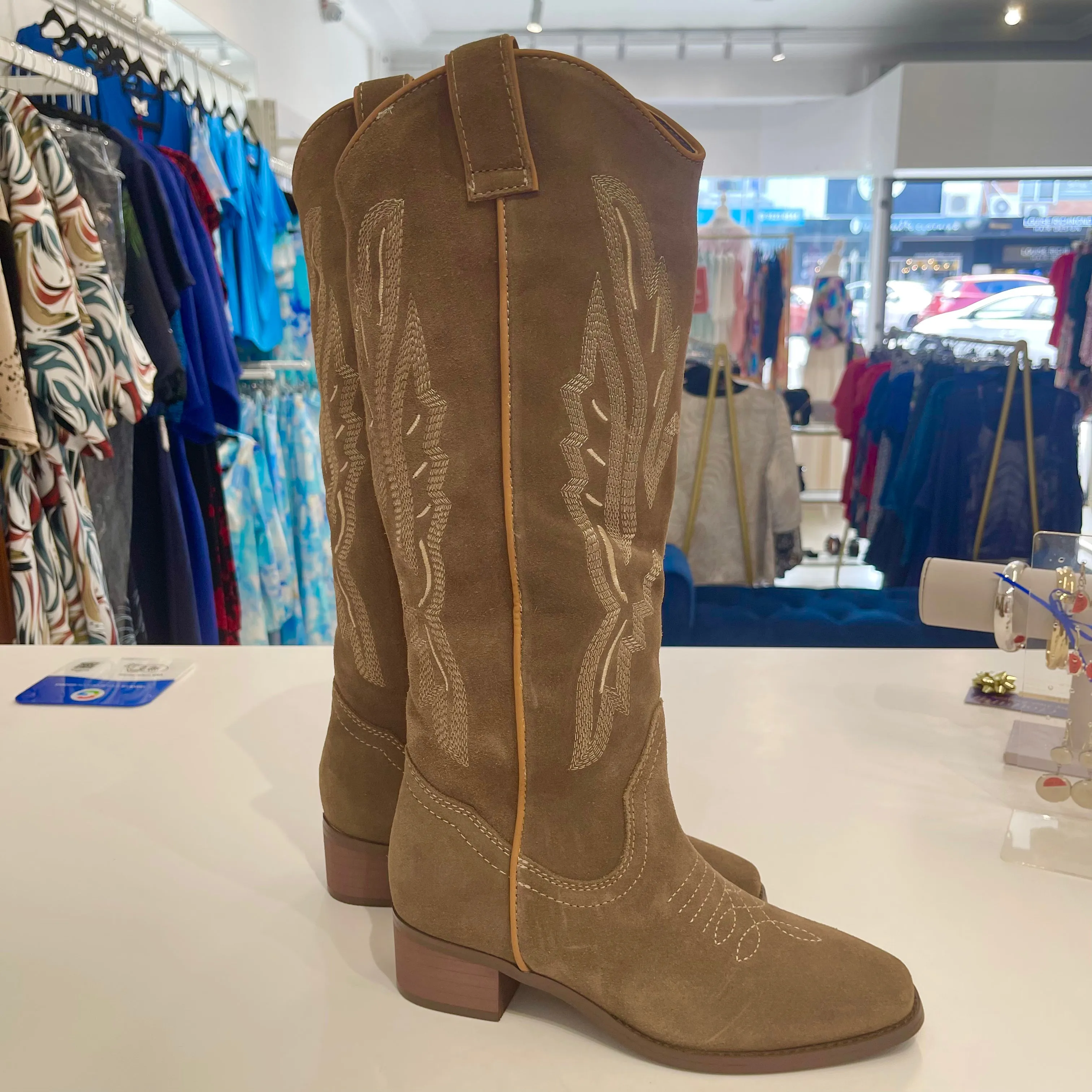Elvis Knee High Embroidered Boots.