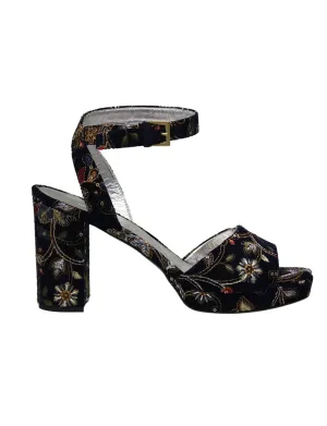 Embroidered platform sandals