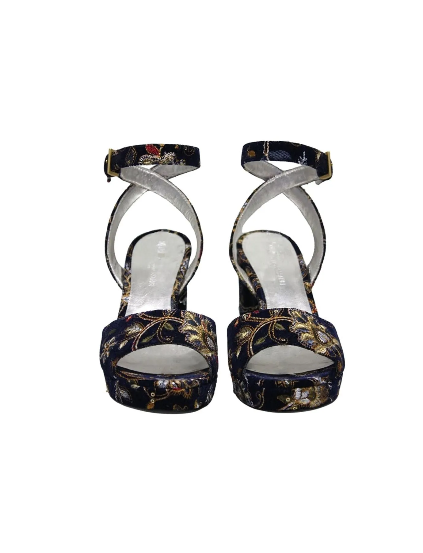 Embroidered platform sandals